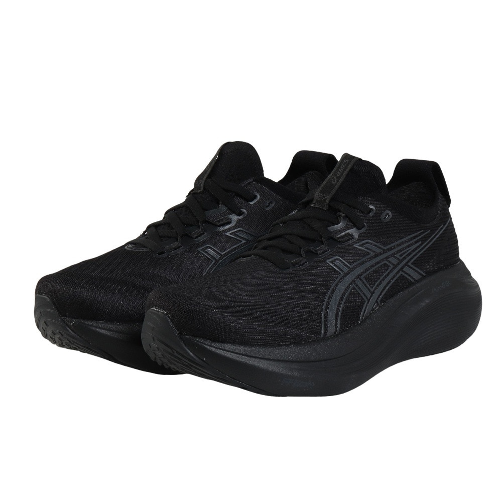 アシックス（ASICS）（レディース）ランニングシューズ ゲルニンバス27 ブラック グレー 1012B753.001 スニーカー クッション GEL-NIMBUS 27