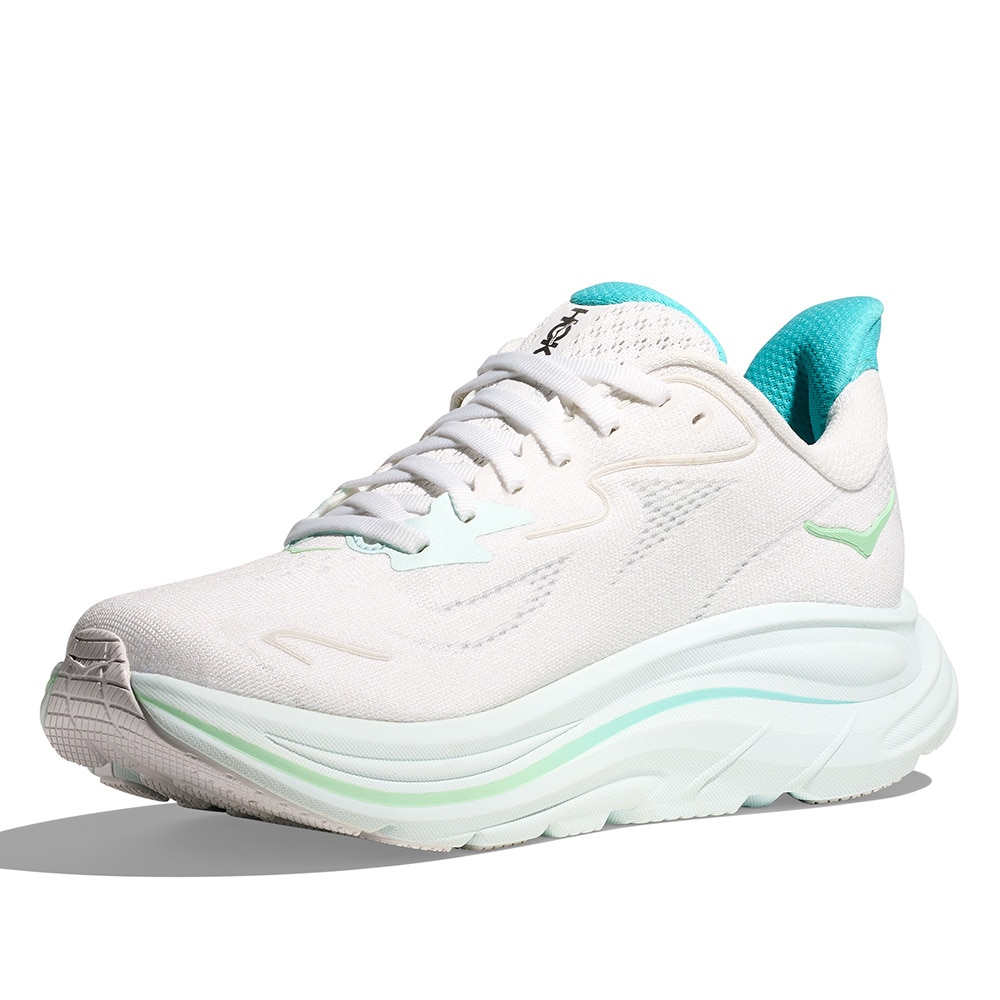 ホカ（HOKA）（レディース）ランニングシューズ ジョギングシューズ クリフトン 10 ホワイト グリーン 1162031-WTCL スニーカー 超軽量 クッション性 通気性