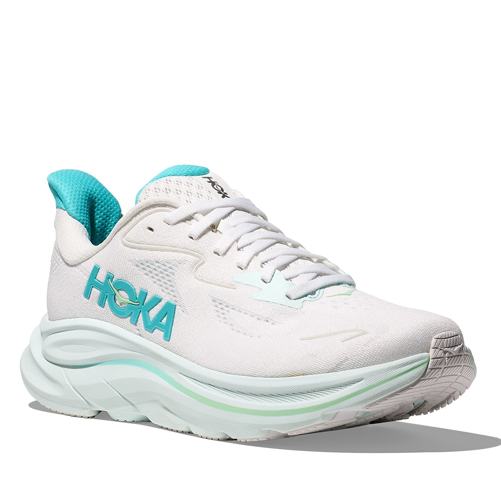 ホカ（HOKA）（レディース）ランニングシューズ ジョギングシューズ クリフトン 10 ホワイト グリーン 1162031-WTCL スニーカー 超軽量 クッション性 通気性