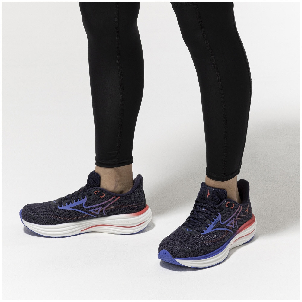 ミズノ（MIZUNO）（レディース）【先行予約商品】ノベルティ付き! ランニングシューズ ジョギングシューズ ウエーブライダー 29 ネイビー パープル J1GD250321