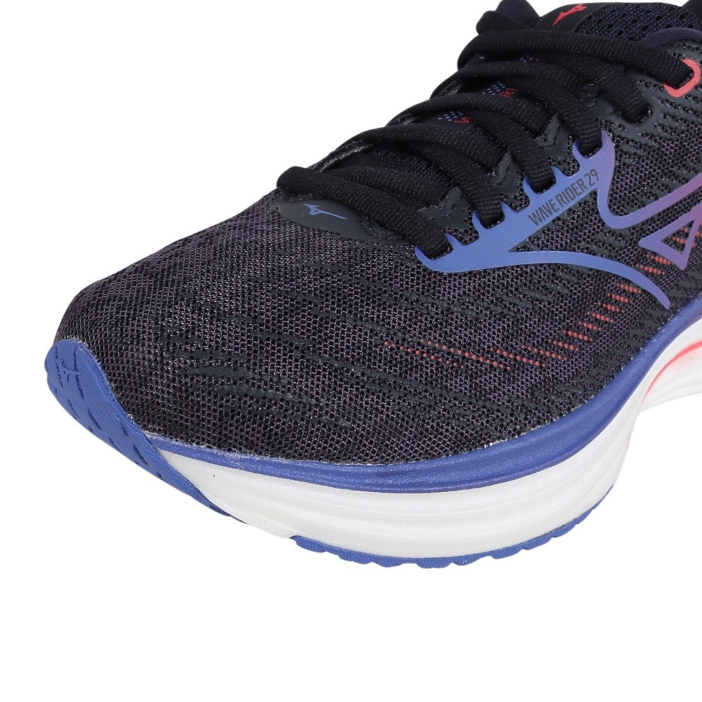ミズノ（MIZUNO）（レディース）ランニングシューズ ジョギングシューズ ウエーブライダー 29 ネイビー パープル J1GD250321