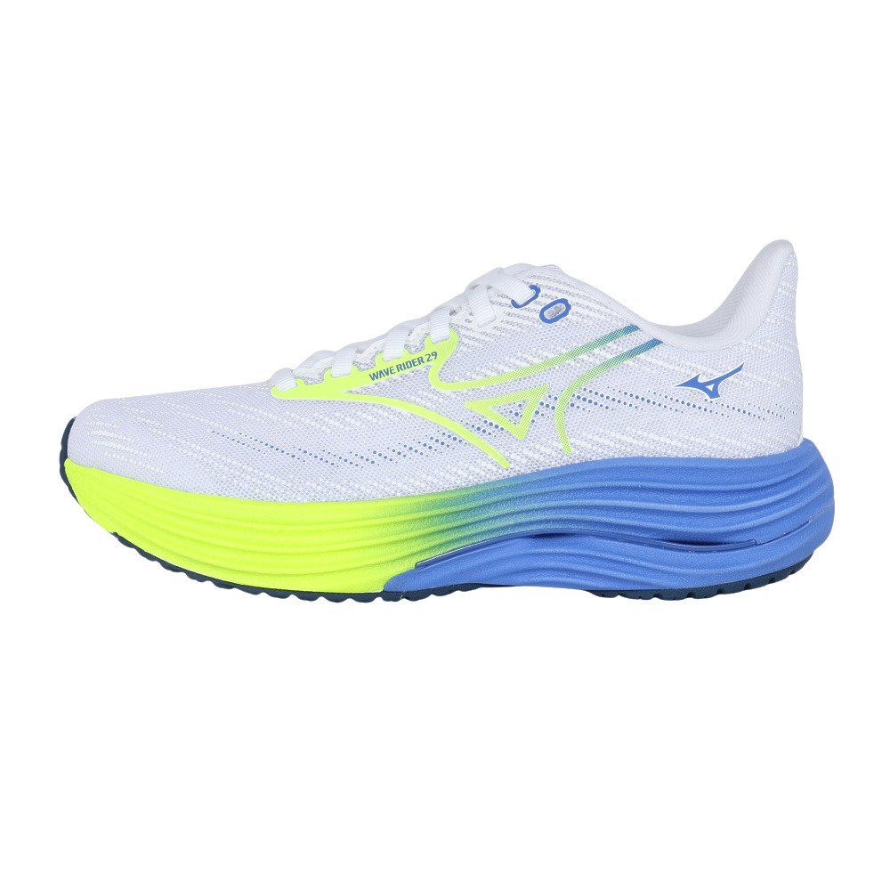 ミズノ（MIZUNO）（レディース）ランニングシューズ ジョギングシューズ ウエーブライダー 29 ホワイト イエロー J1GD250371 部活 スポーツシューズ