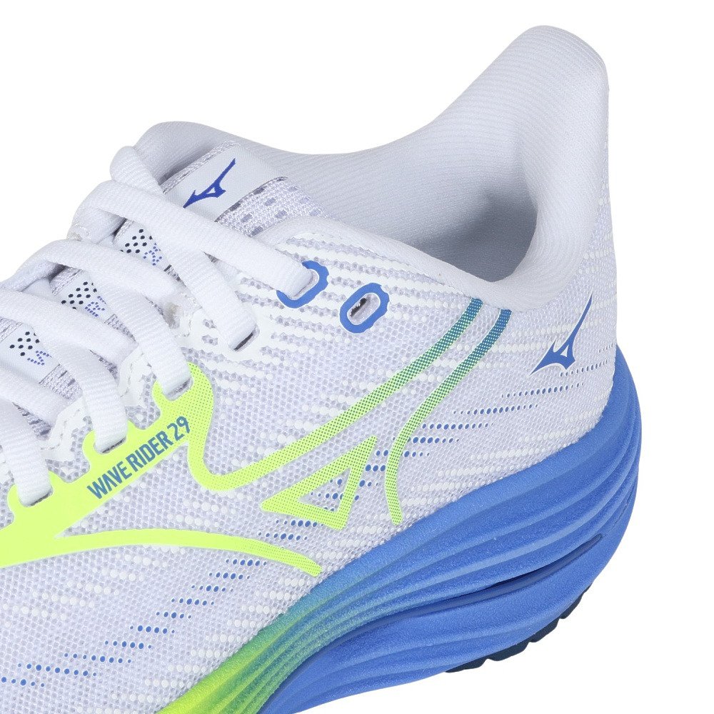 ミズノ（MIZUNO）（レディース）ランニングシューズ ジョギングシューズ ウエーブライダー 29 ホワイト イエロー J1GD250371 部活 スポーツシューズ