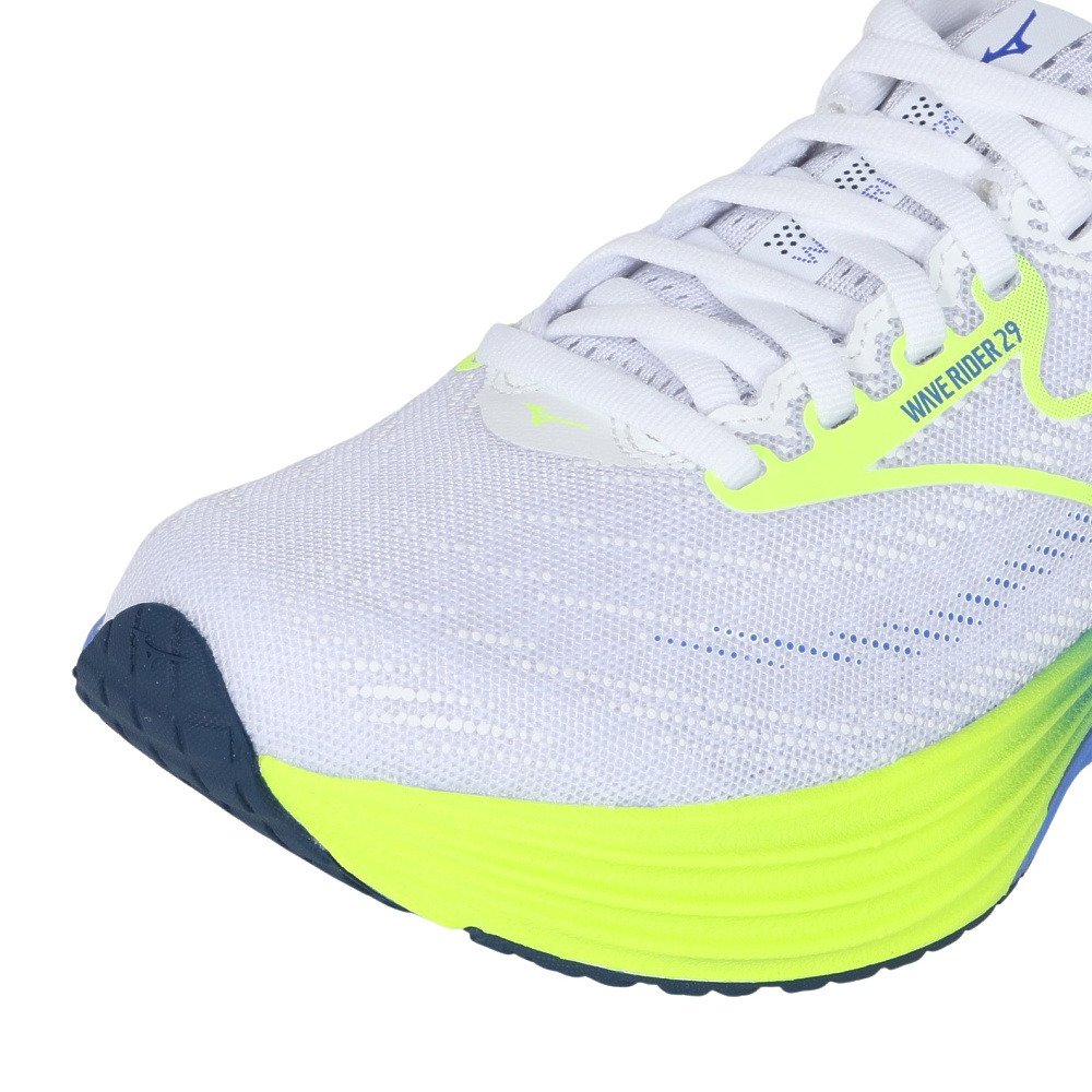 ミズノ（MIZUNO）（レディース）ランニングシューズ ジョギングシューズ ウエーブライダー 29 ホワイト イエロー J1GD250371 部活 スポーツシューズ