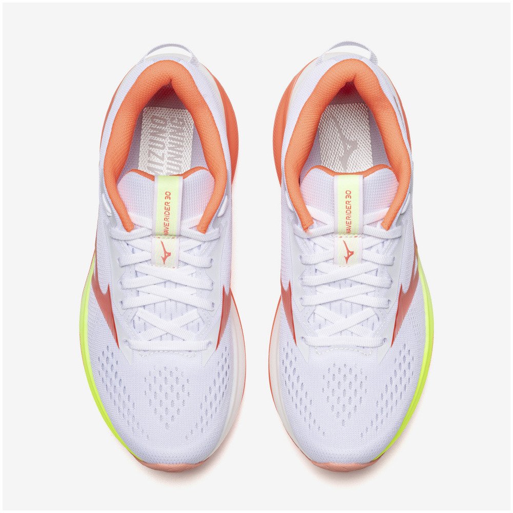 ミズノ（MIZUNO）（レディース）ランニングシューズ ジョギングシューズ ウエーブライダー 30 ホワイト オレンジ J1GW262071 スポーツシューズ