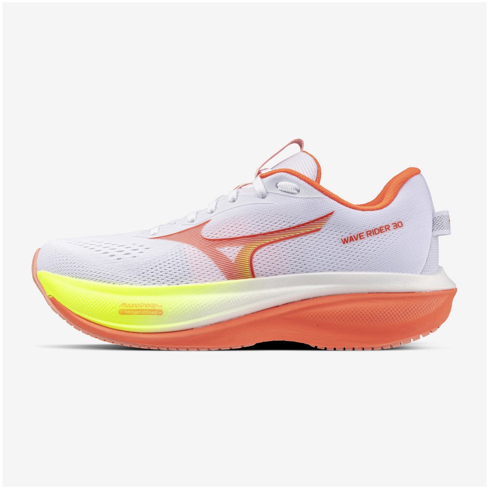 ミズノ（MIZUNO）（レディース）ランニングシューズ ジョギングシューズ ウエーブライダー 30 ホワイト オレンジ J1GW262071 スポーツシューズ