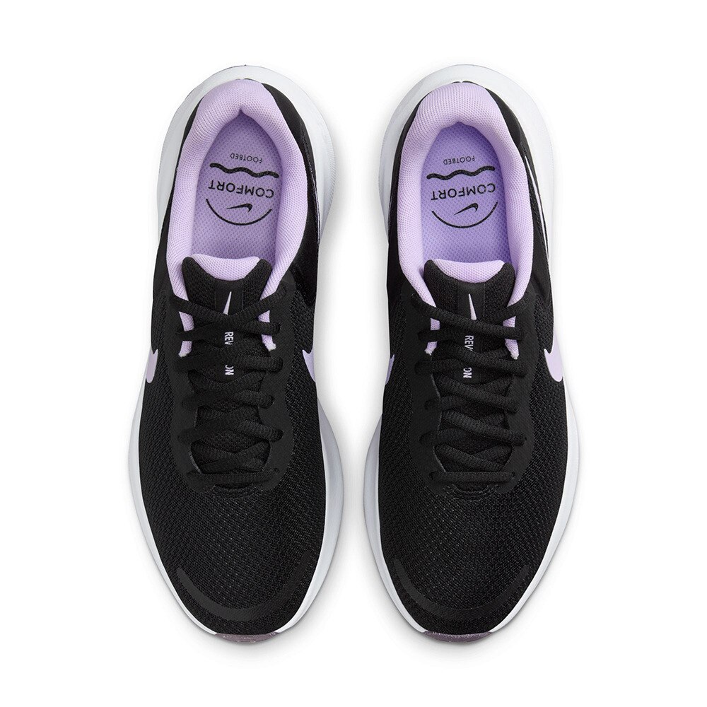 ナイキ（NIKE）（レディース）スポーツ シューズ レボリューション7 ブラック パープル FB2208-009 スニーカー ランニング クッション性 学校 部活 通学