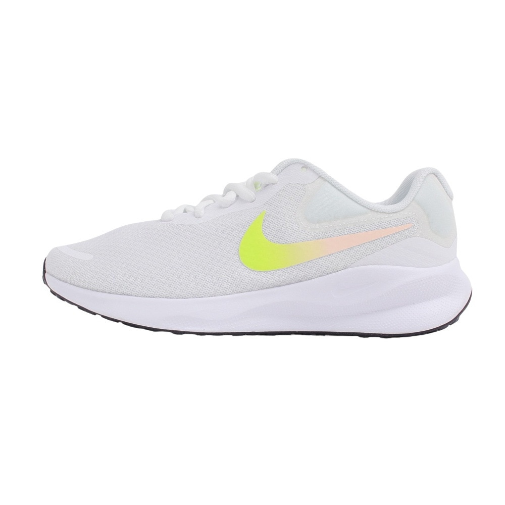 ナイキ（NIKE）（レディース）スポーツ シューズ レボリューション7ワイド ホワイト イエロー FZ6829-103 スニーカー クッション性 学校 部活 登校 通学 運動