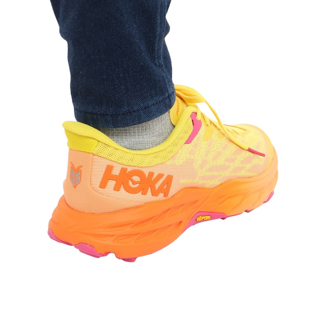 ホカ（HOKA）（レディース）ランニングシューズ スピードゴート 5 レギュラー イエロー オレンジ 1123158-PFMO スニーカー トレイラン 軽量 厚底 山登道