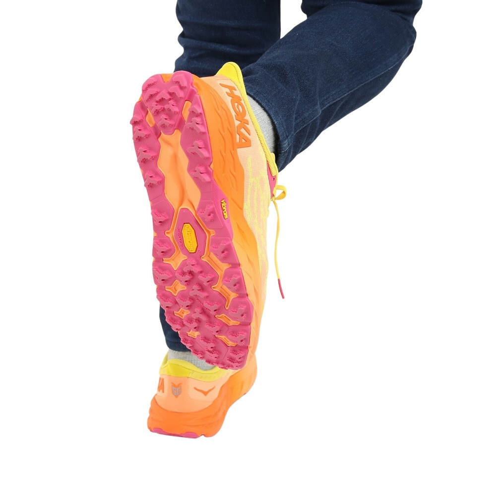 ホカ（HOKA）（レディース）ランニングシューズ スピードゴート 5 レギュラー イエロー オレンジ 1123158-PFMO スニーカー トレイラン 軽量 厚底 山登道