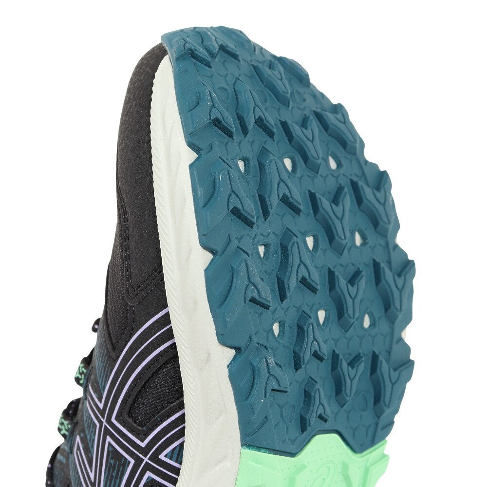 アシックス（ASICS）（レディース）ランニングシューズ ゲル ベンチャー 9 ブラック グリーン 1012B313.003 スニーカー トレイルラン クッション 軽量