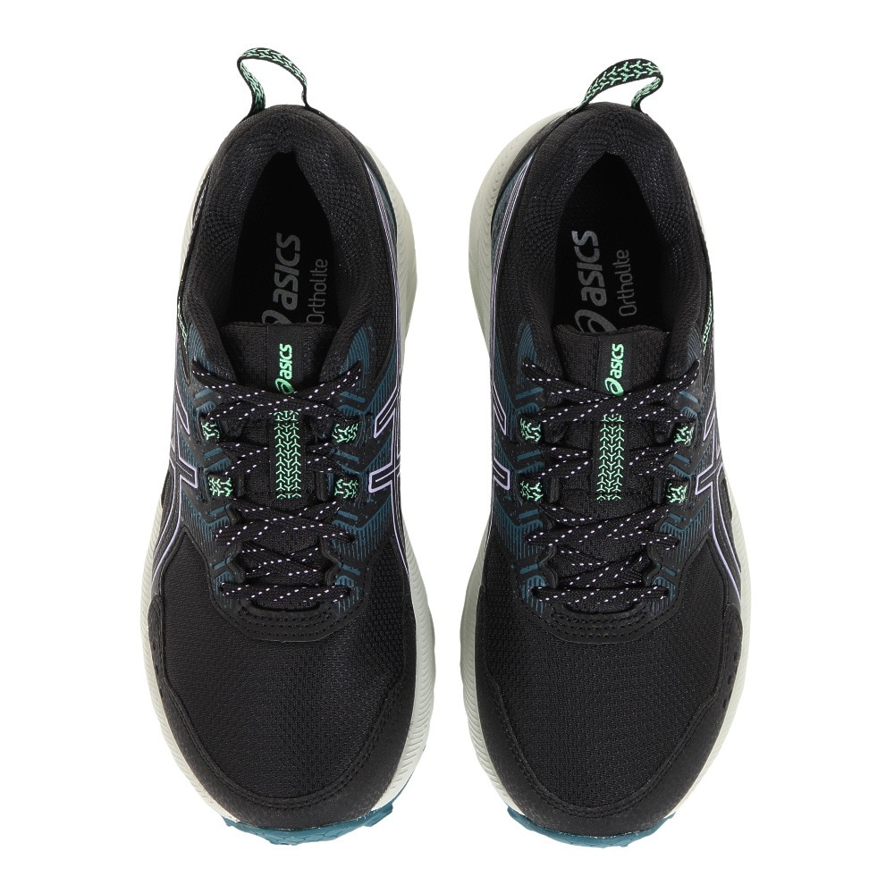 アシックス（ASICS）（レディース）ランニングシューズ ゲル ベンチャー 9 ブラック グリーン 1012B313.003 スニーカー トレイルラン クッション 軽量
