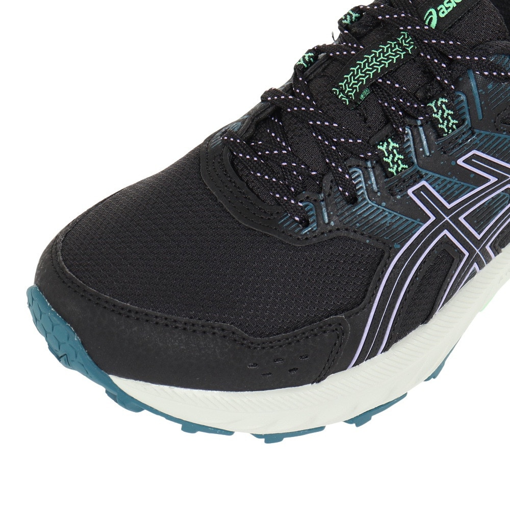アシックス（ASICS）（レディース）ランニングシューズ ゲル ベンチャー 9 ブラック グリーン 1012B313.003 スニーカー トレイルラン クッション 軽量