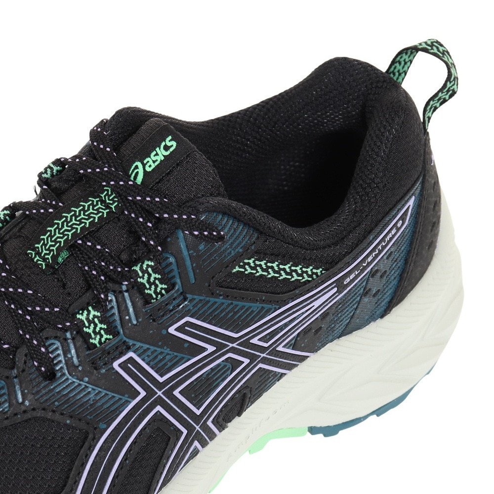 アシックス（ASICS）（レディース）ランニングシューズ ゲル ベンチャー 9 ブラック グリーン 1012B313.003 スニーカー トレイルラン クッション 軽量