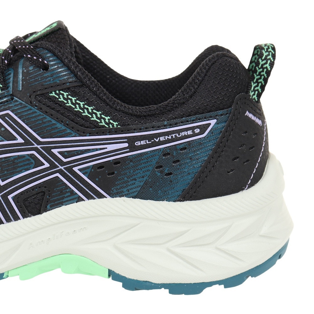 アシックス（ASICS）（レディース）ランニングシューズ ゲル ベンチャー 9 ブラック グリーン 1012B313.003 スニーカー トレイルラン クッション 軽量