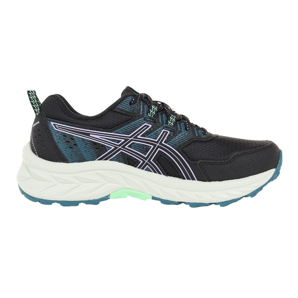 アシックス（ASICS）（レディース）ランニングシューズ ゲル ベンチャー 9 ブラック グリーン 1012B313.003 スニーカー トレイルラン クッション 軽量
