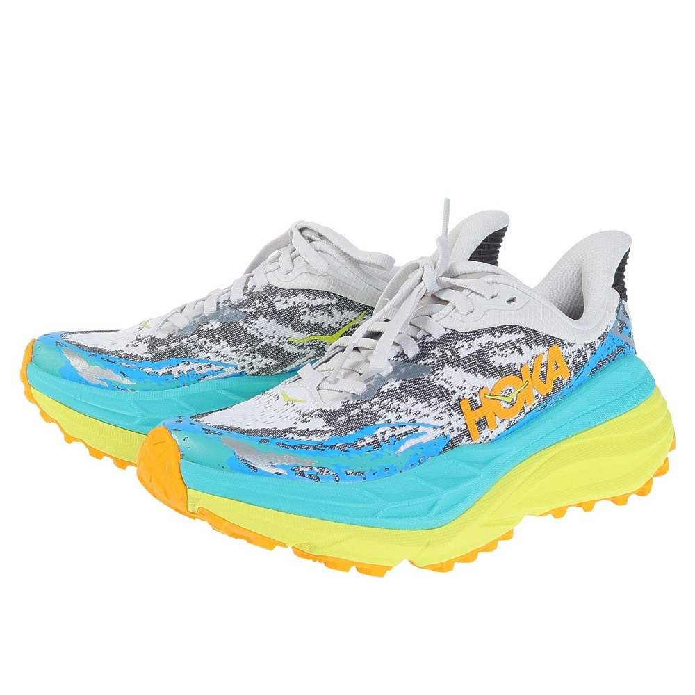 ホカ（HOKA）（レディース）ランニング シューズ スティンソン 7 ホワイト イエロー 1141531-WEPR スニーカー トレイル オフロード 軽量 通気性