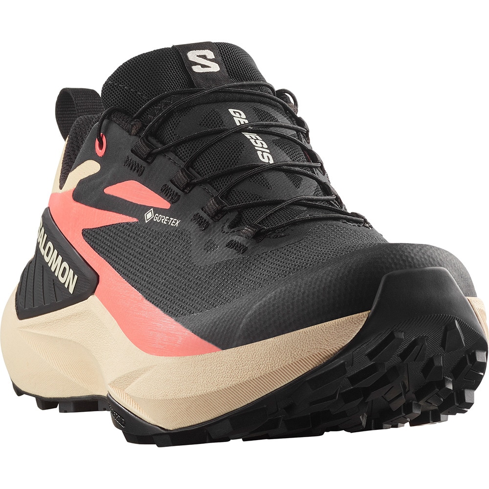 サロモン（SALOMON）（レディース）ランニングシューズ トレランシューズ ジェネシス ゴアテックス ブラック ピンク L47807900 スニーカー