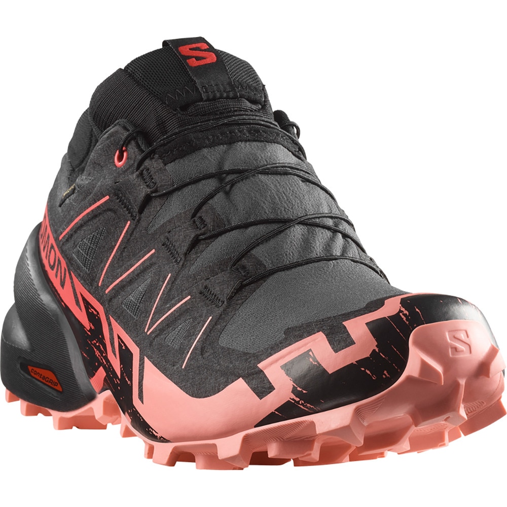 サロモン（SALOMON）（レディース）ランニングシューズ トレランシューズ スピード クロス 6 ゴアテックス ブラック ピンク L47880400 スニーカー