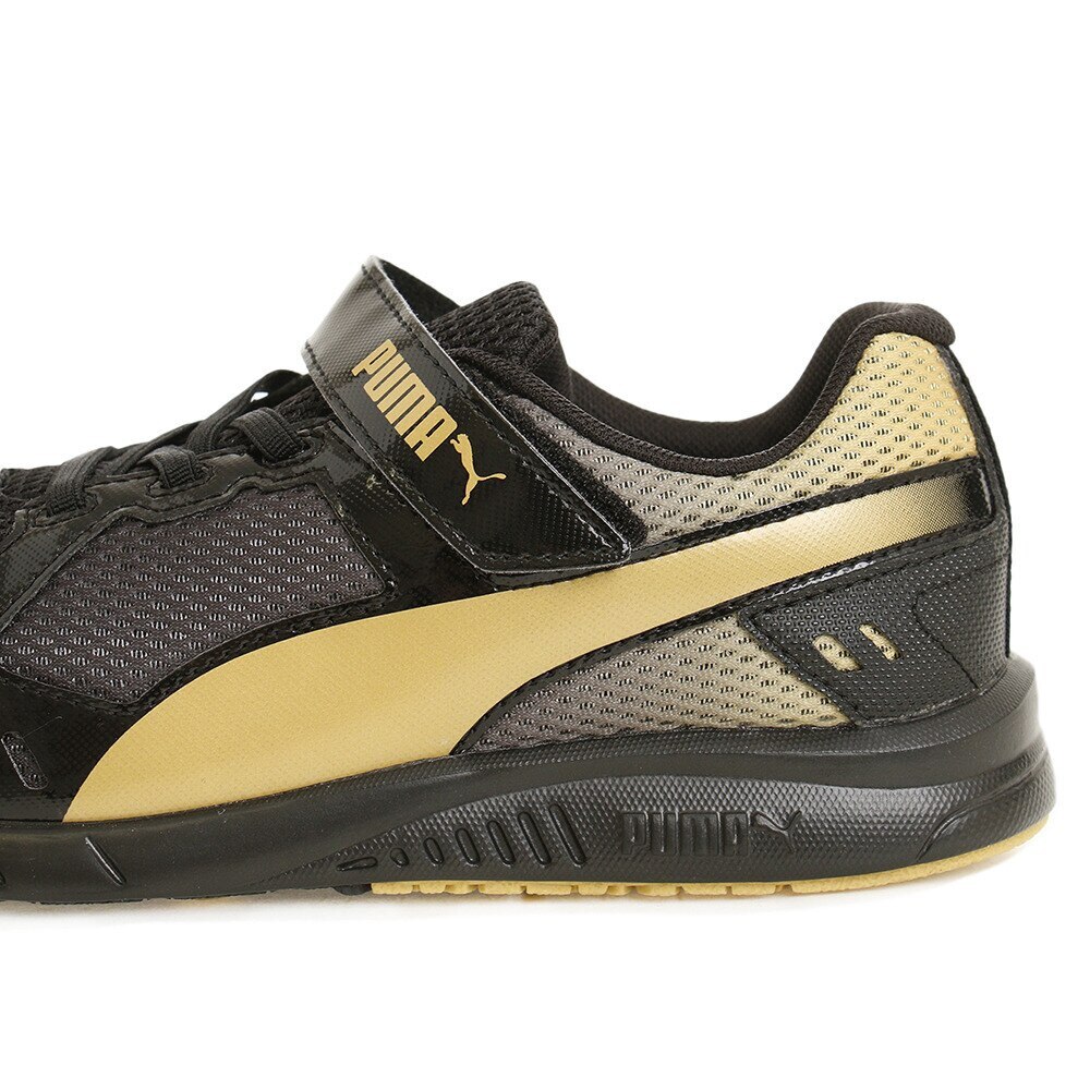 ジュニアランニングシューズ スピードモンスター V3 03 Blk 黒 ベルクロ ベルト付き レースシューズ プーマ スーパースポーツゼビオ