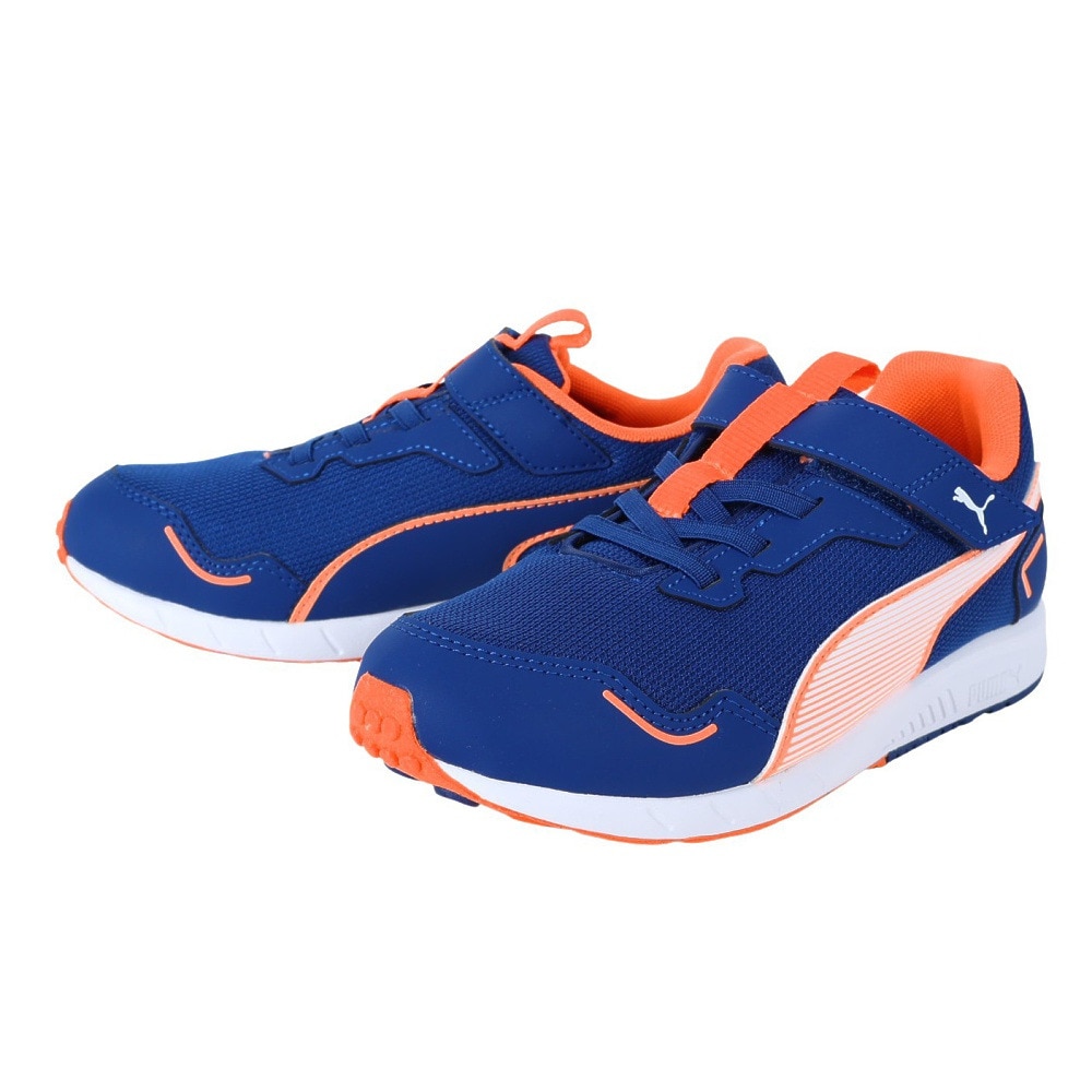 プーマ（PUMA）（キッズ）ジュニア ランニングシューズ スピードモンスター V4 ブルー 37890803 スニーカー スポーツ ベルクロ ベルト付き 運動会 普段使い