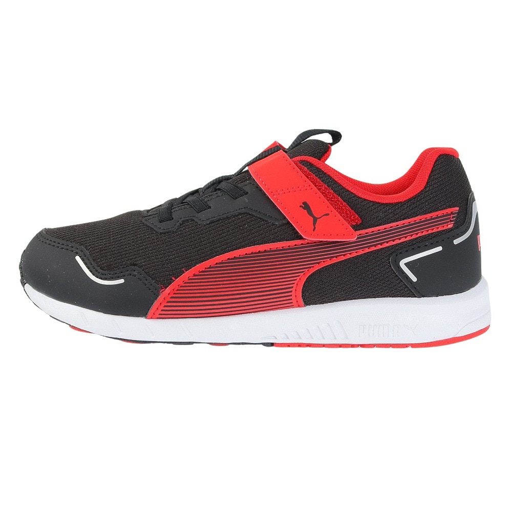 プーマ（PUMA）（キッズ）ジュニア ランニングシューズ スピードモンスターV4 ブラック レッド 37890806 スニーカー レース スポーツ ベルクロ 部活