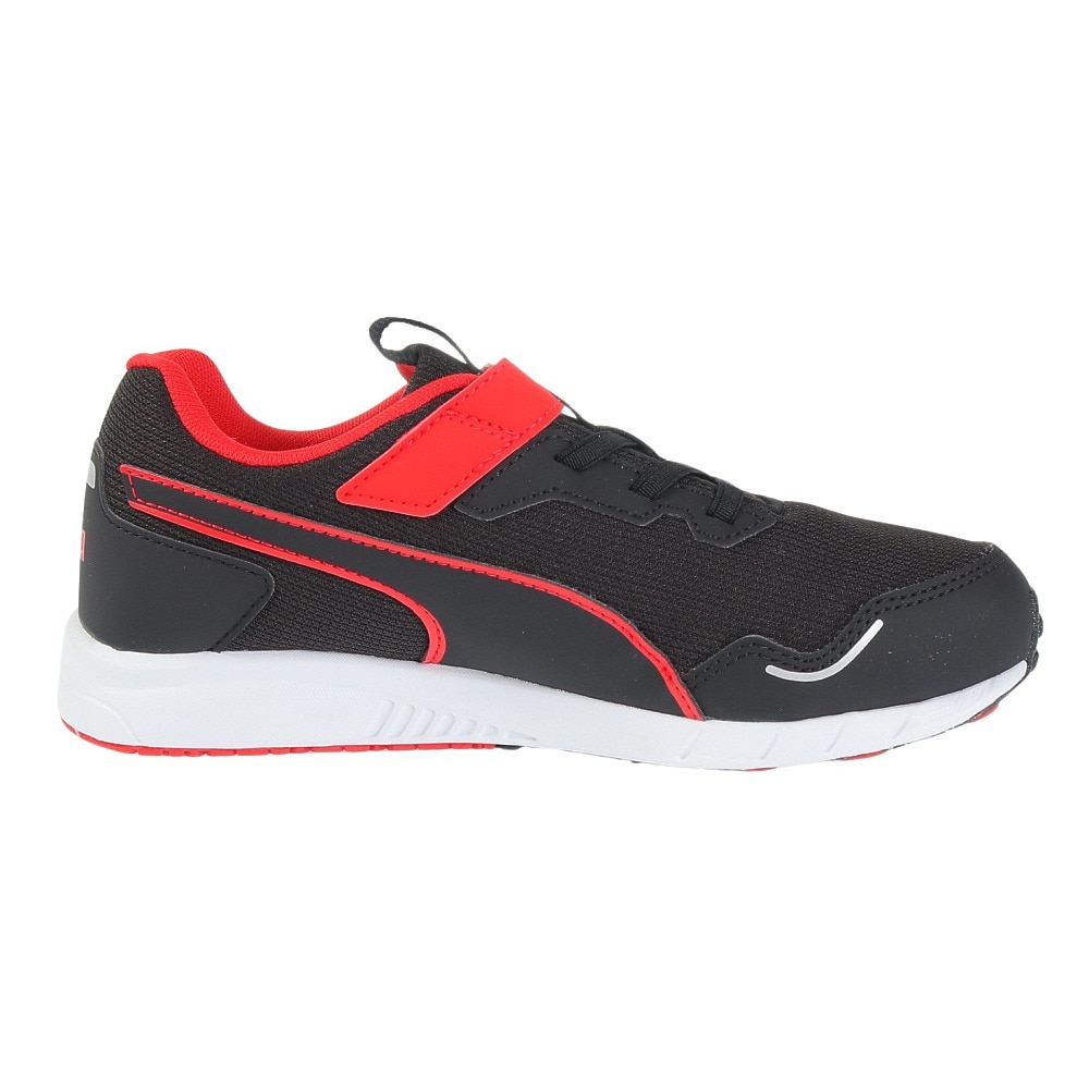 プーマ（PUMA）（キッズ）ジュニア ランニングシューズ スピードモンスターV4 ブラック レッド 37890806 スニーカー レース スポーツ ベルクロ 部活