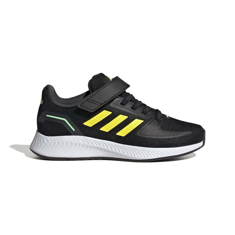 アディダス（adidas）（キッズ）ジュニア スニーカー コアファイト 2.0 ブラック イエロー HR1394 スポーツ シューズ マジックテープ 通学 登校 通気性 