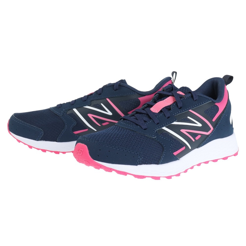 ニューバランス（new balance）（キッズ）ジュニア ランニングシューズ GE650 ネイビー ピンク GE650NP1W スニーカー スポーツ トレーニング ジョギング