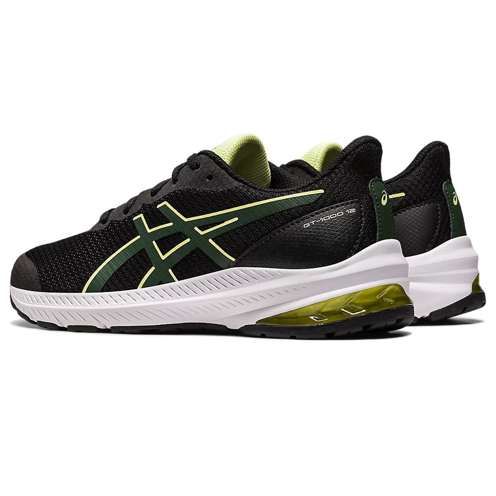 アシックス（ASICS）（キッズ）ジュニア スポーツシューズ GT-1000 12 GS ブラック グリーン 1014A296.003 スニーカー トレーニング ジョグ スポーツ 安定性