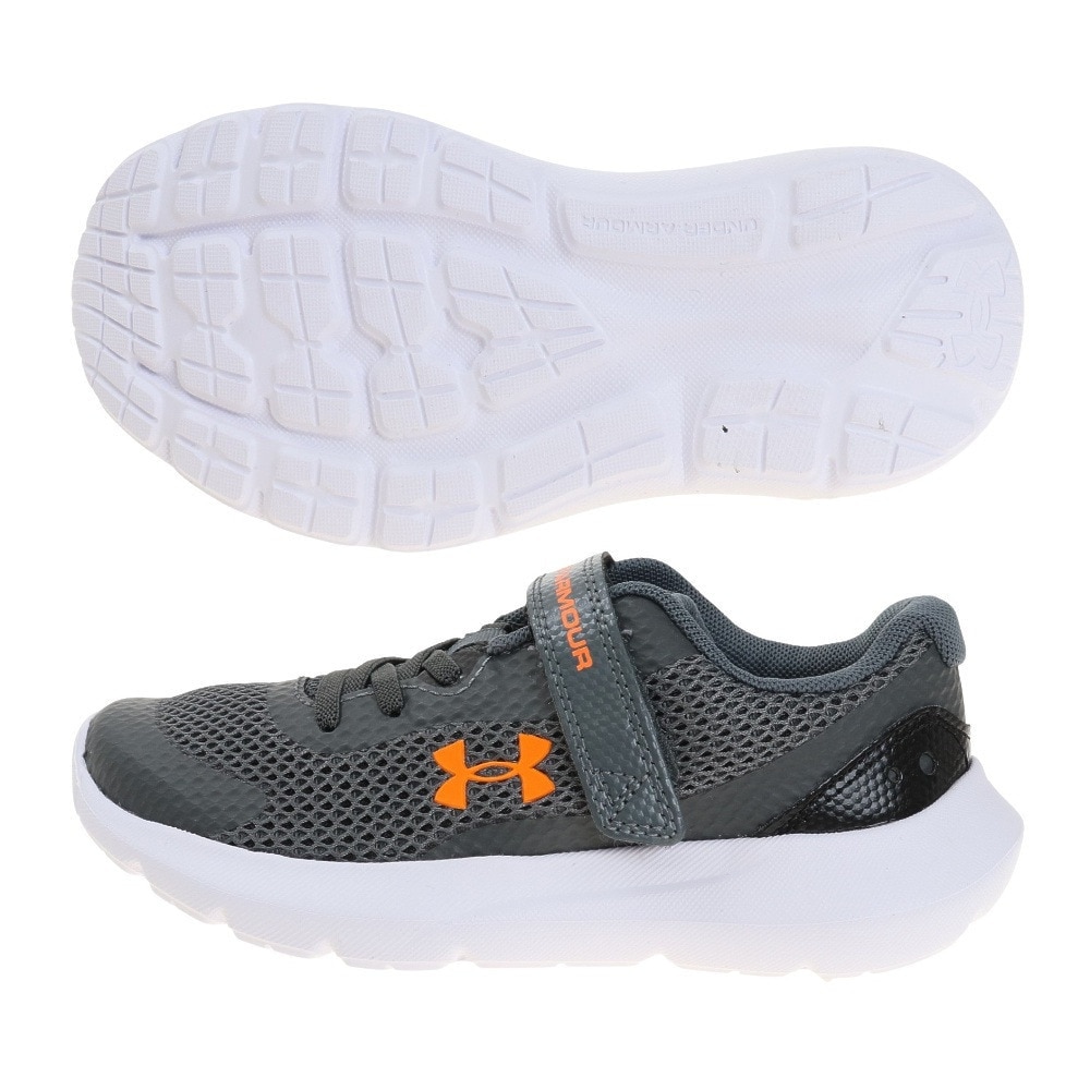 アンダーアーマー（UNDER ARMOUR）（キッズ）ジュニアシューズ BPS サージ 3 AC グレー 3024990 101 スニーカー ベルクロ ベルト付き 軽量 安定性 通気性