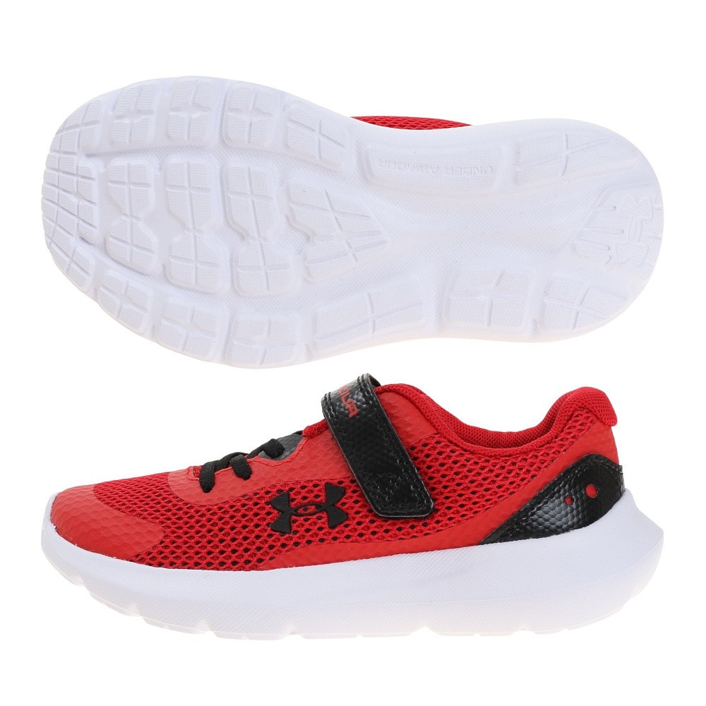 アンダーアーマー（UNDER ARMOUR）（キッズ）ジュニアシューズ BPS サージ 3 AC レッド 3024990 600 スニーカー ベルクロ ベルト付き 軽量 安定性 通気性