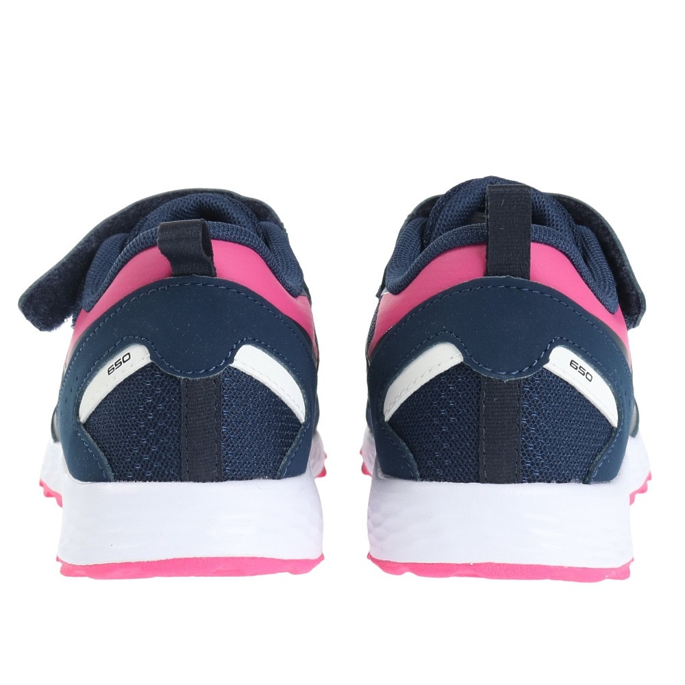 ニューバランス（new balance）（キッズ）ジュニア ランニングシューズ YU650 ネイビー ピンク YU650NP1W スニーカー スポーツ ベルクロ ベルト付き 登校 