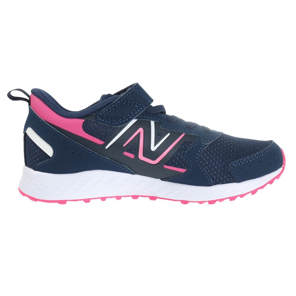 ニューバランス（new balance）（キッズ）ジュニア ランニングシューズ YU650 ネイビー ピンク YU650NP1W スニーカー スポーツ ベルクロ ベルト付き 登校 