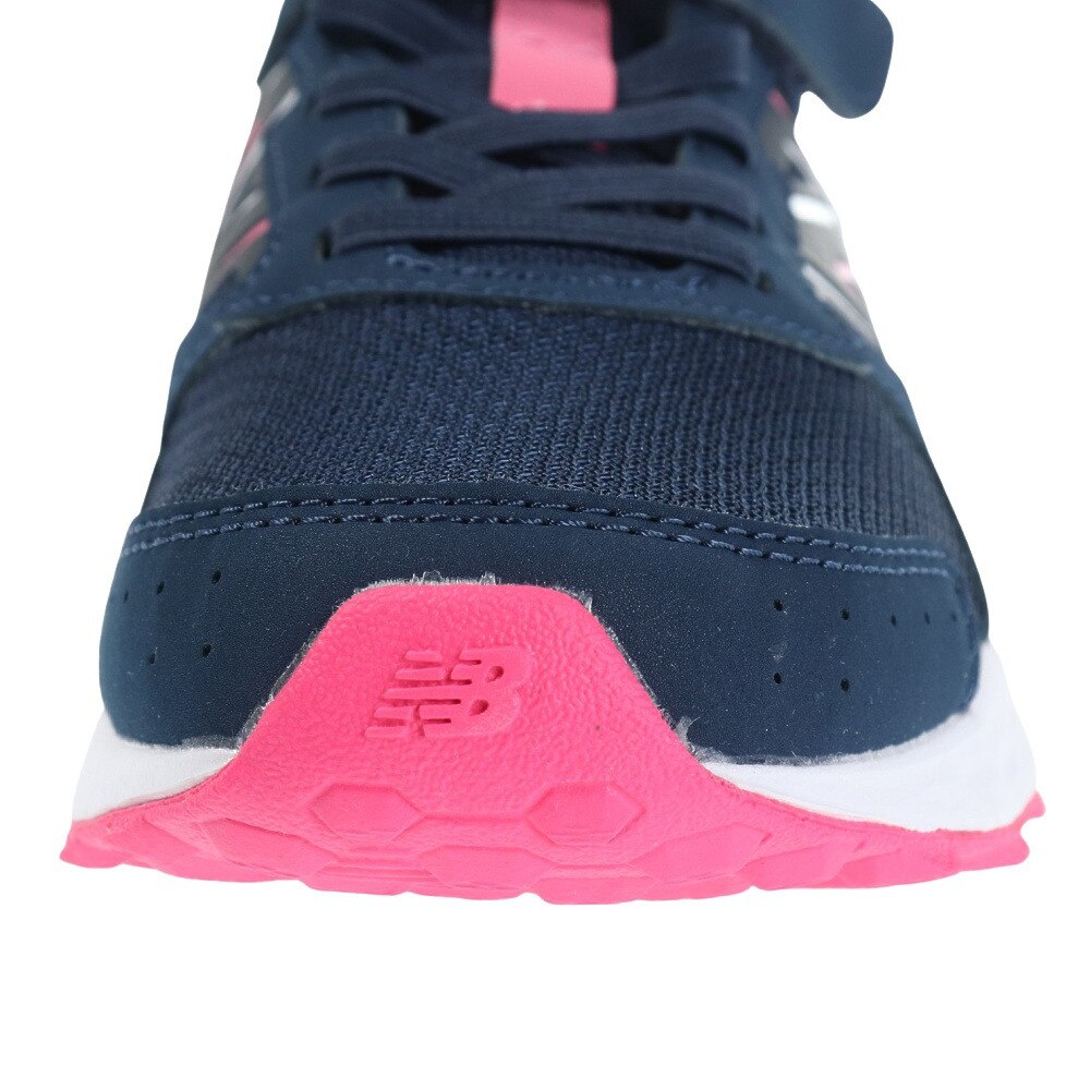 ニューバランス（new balance）（キッズ）ジュニア ランニングシューズ YU650 ネイビー ピンク YU650NP1W スニーカー スポーツ ベルクロ ベルト付き 登校 