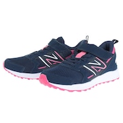 ニューバランス(new balance)(キッズ)ジュニア ランニングシューズ YU650 ネイビー ピンク YU650NP1W スニーカー スポーツ ベルクロ ベルト付き 登校 