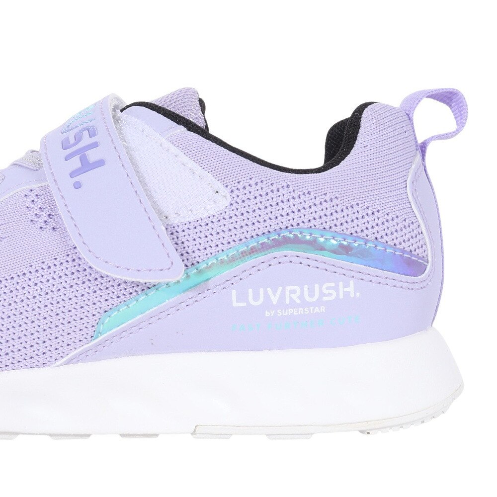 ムーンスター（MoonStar）（キッズ）ジュニア スポーツ シューズ ラブラッシュ LV1139WS パープル 12297511 スニーカー ベルクロ 抗菌 防臭 運動会 白底