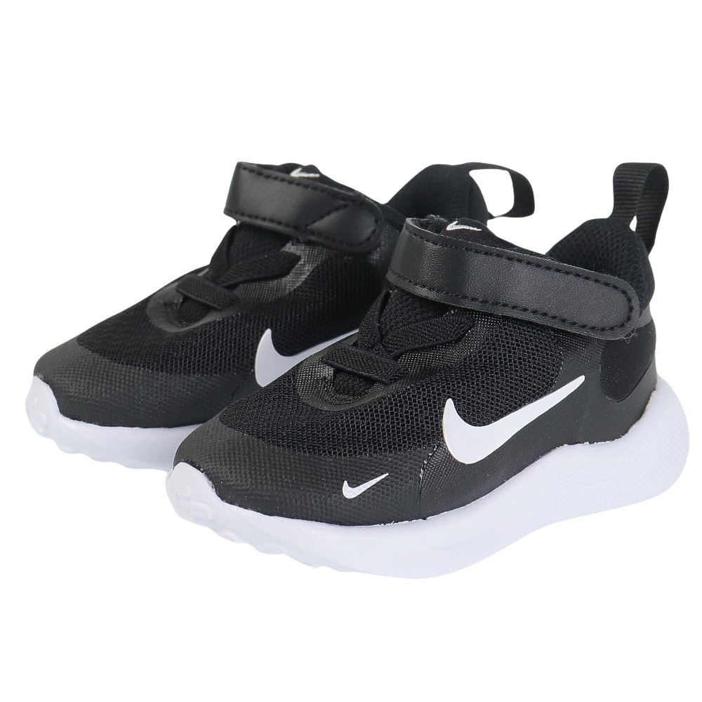 ナイキ（NIKE）（キッズ）ジュニア スポーツ シューズ レボリューション7TDV ブラック ホワイト FB7691-003 ベルクロ ベルト付き スニーカー 面ファスナー 