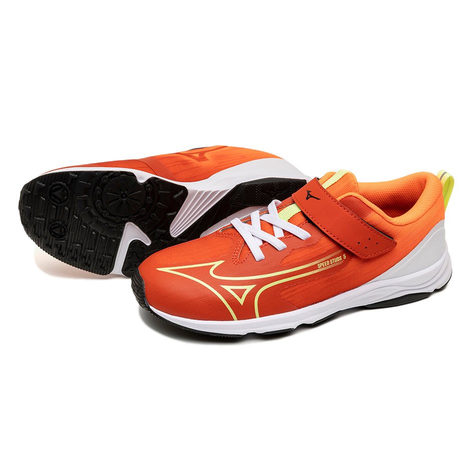 Mizuno オレンジ ベルクロ安全靴 ミズノ（MIZUNO）（キッズ）ジュニアスポーツシューズ ベルクロ ベルト