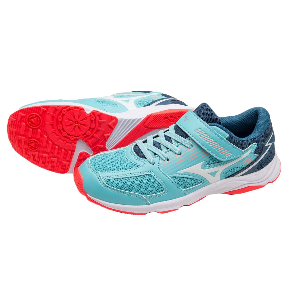 ミズノ（MIZUNO）（キッズ）ジュニアスポーツシューズ スピードスタッズ 3 ブルー ホワイト K1GC224051 スニーカー ベルクロ ベルト付き 運動会 登校