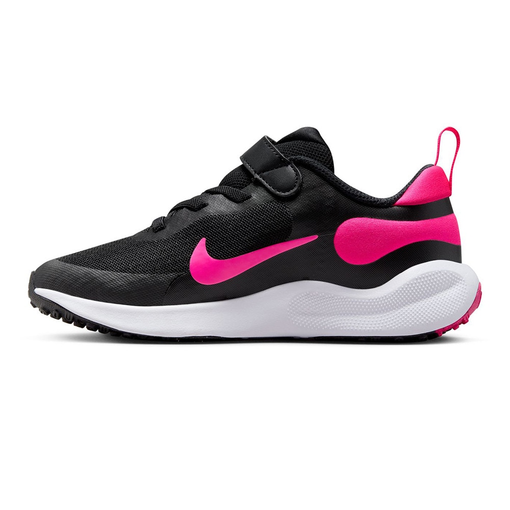 ナイキ（NIKE）（キッズ）ジュニア スポーツ シューズ レボリューション7PSV ブラック ピンク FB7690-002 ベルクロ ベルト付き スニーカー 面ファスナー 運動