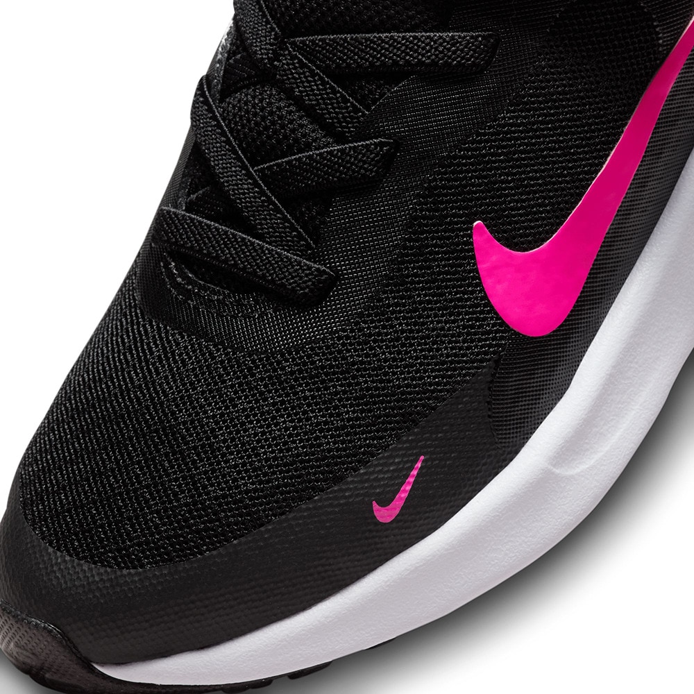ナイキ（NIKE）（キッズ）ジュニア スポーツ シューズ レボリューション7PSV ブラック ピンク FB7690-002 ベルクロ ベルト付き スニーカー 面ファスナー 運動