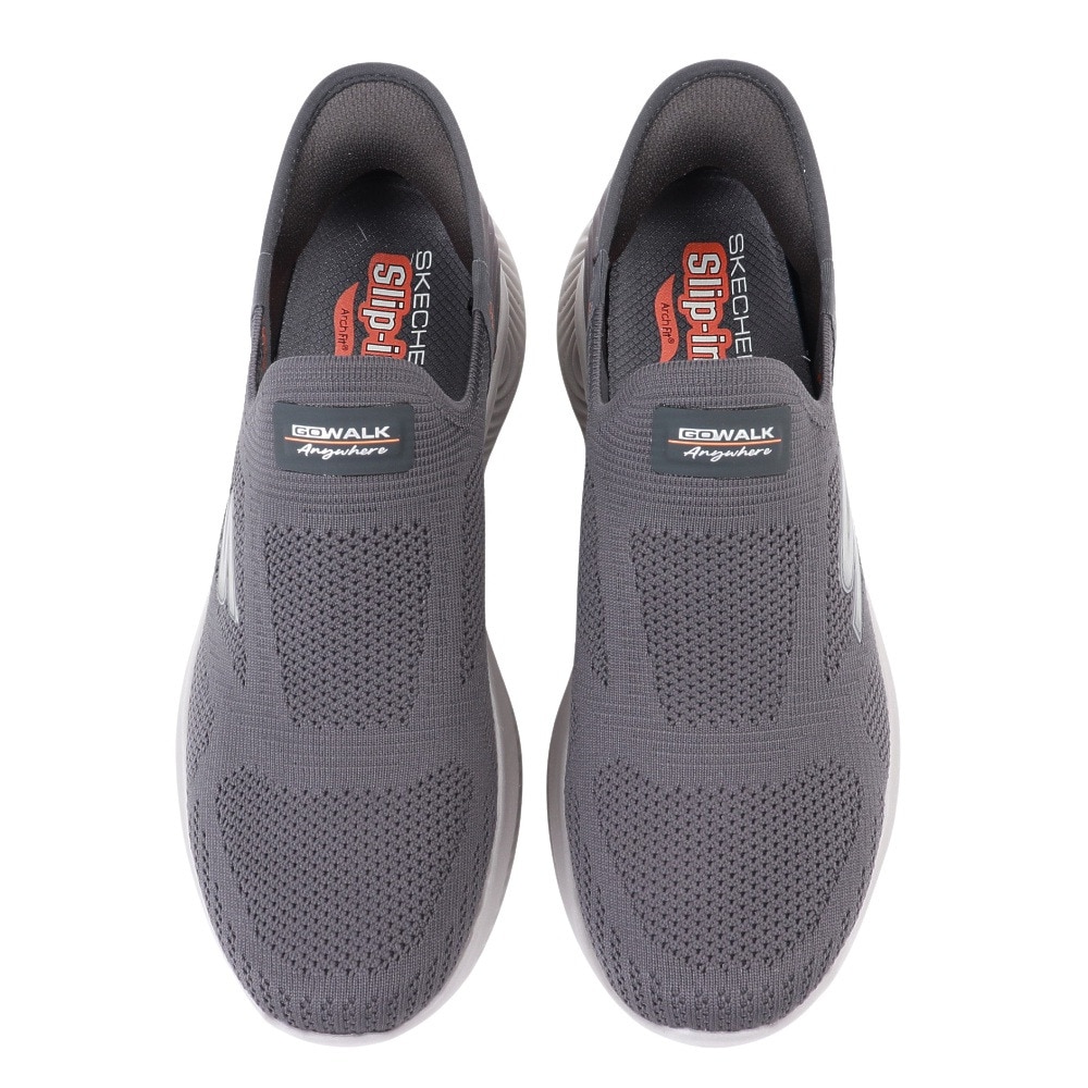 スケッチャーズ（SKECHERS）（メンズ）ウォーキングシューズ スリップインズ ゴーウォーク エニーウェア グレー 216301-CHAR スニーカー 通気性 ハンズフリー