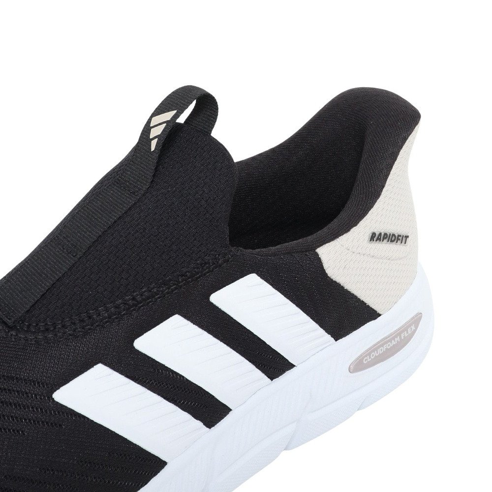 アディダス（adidas）（レディース）スニーカー ウォーキングシューズ クラウドフォーム フレックス ラウンジ ラピッドフィット ブラック ホワイト ONE24-HQ4941