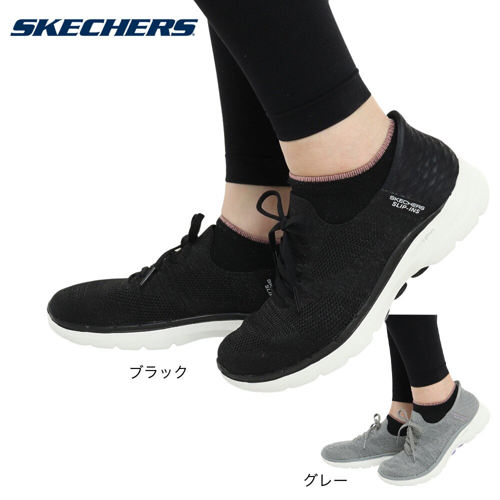 スケッチャーズ（SKECHERS）（レディース） スニーカー ゴー ウォーク 6 ラブリー デイ ブラック 124568-BKW 通気性 スリップインズ