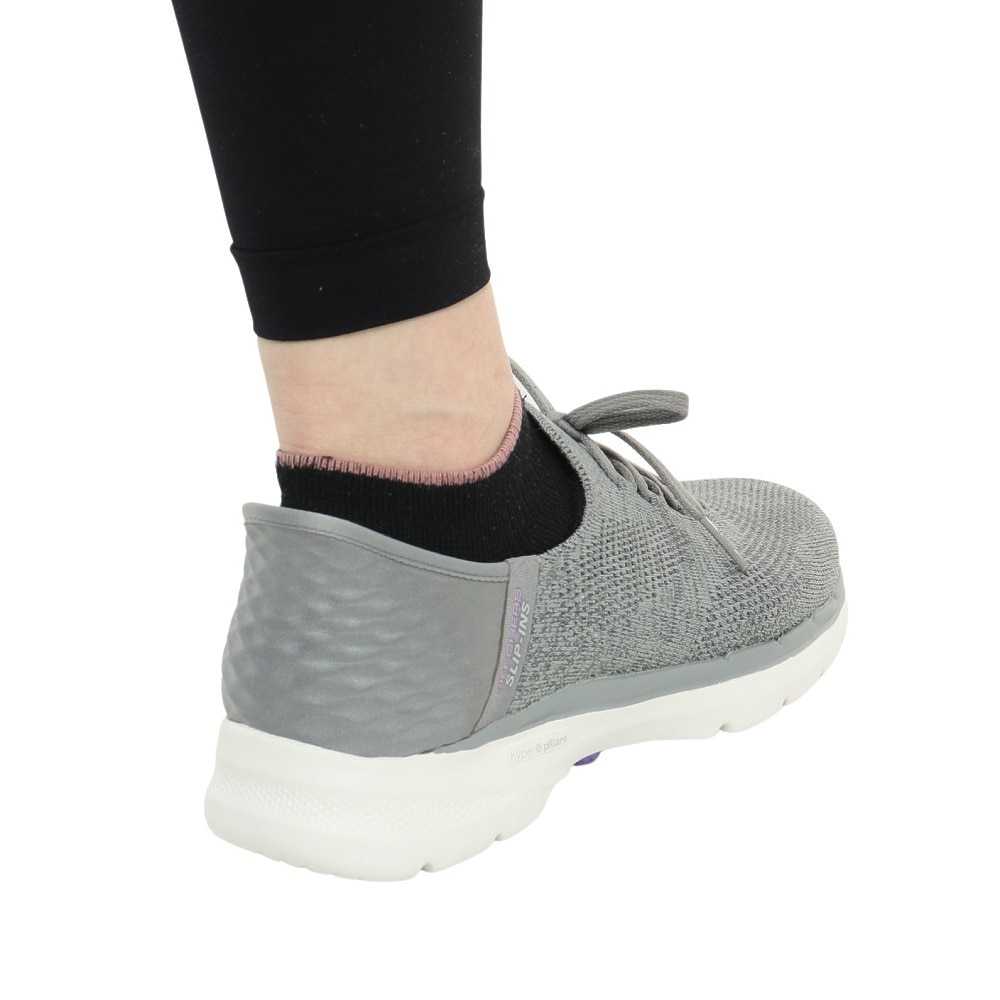 スケッチャーズ（SKECHERS）（レディース）ウォーキングシューズ ゴー ウォーク 6 ラブリー デイ グレー 124568-GYLV スニーカー  タウン 通気性 スリップイン