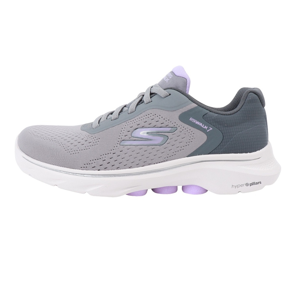 スケッチャーズ（SKECHERS）（レディース）ウォーキングシューズ ゴーウォーク７コズミックウェイヴ グレー 125215-GYLV スニーカー 軽量 通気性 クッション性