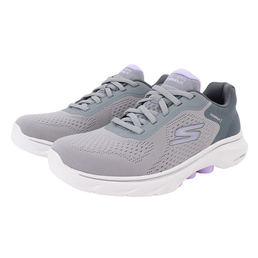 スケッチャーズ（SKECHERS）（レディース）ウォーキングシューズ ゴーウォーク７コズミックウェイヴ グレー 125215-GYLV スニーカー 軽量 通気性 クッション性