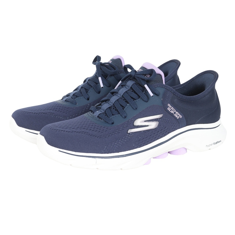 スケッチャーズ（SKECHERS）（レディース）ウォーキングシューズ スリップインズ ゴーウォーク7 バリン ネイビー 125233-NVLV スニーカー ハンズフリー 通気性