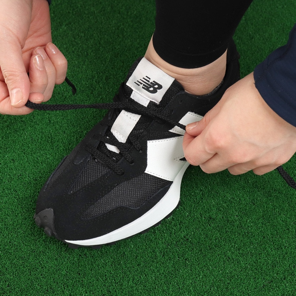 ニューバランス(new balance)(メンズ、レディース)スニーカー 327 CBW 黒 ブラック MS327CBW D ビックロゴ 厚底 スエード 普段履き 通勤 通学 カジュアル